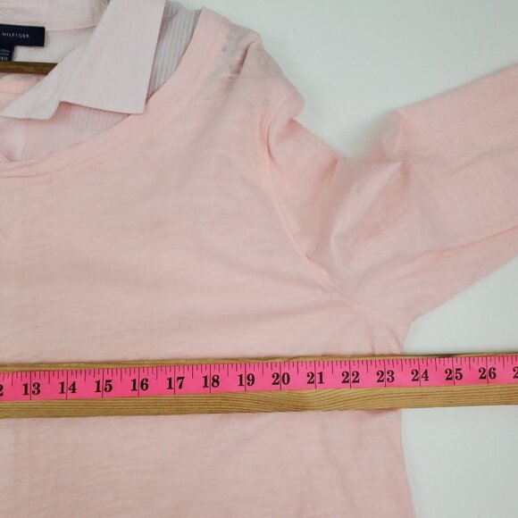 Tommy Hilfiger Womens Pink Layered Long Sleeve Button Shirt Top Blouse Size 2XL - Picture 14 of 15